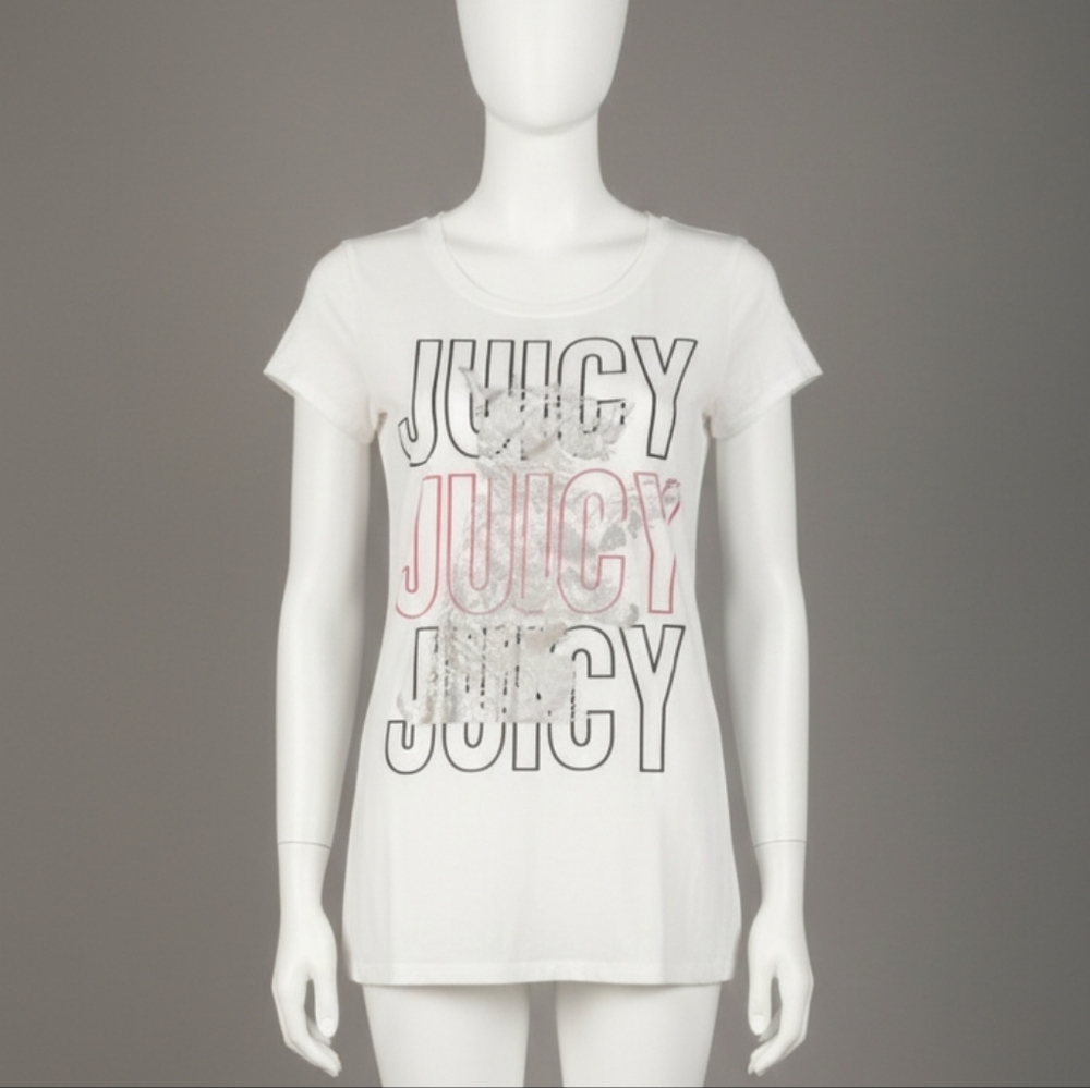 Juicy Couture Casual Foil Print T-shirt SZ S…